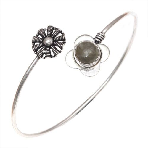 Shiney Labradorite Gemstone Silver Jewelry Cuff Bracelets 7''Adjustable - Picture 1 of 7