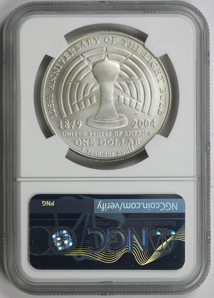 2004-P 2 Coin Set Thomas Alva Edison Commemorative Silver $1 MS 69 + PF 69 NGC - Image 4 of 4