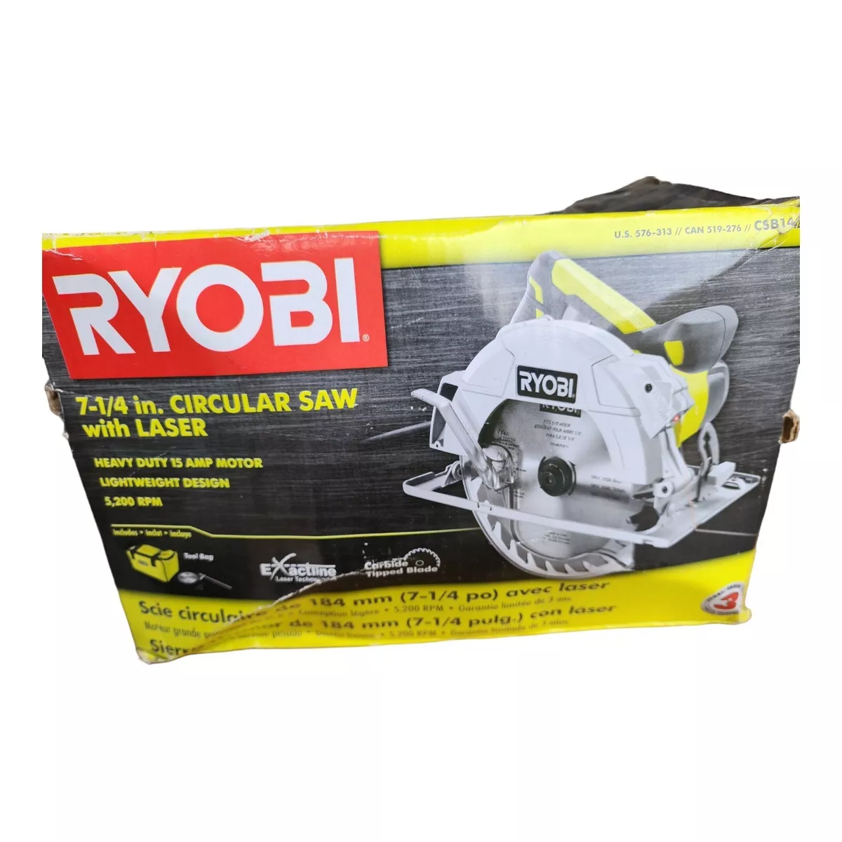 Ryobi CSB144LZK 7-1/4 in. Circular Saw with Laser, with blade and box