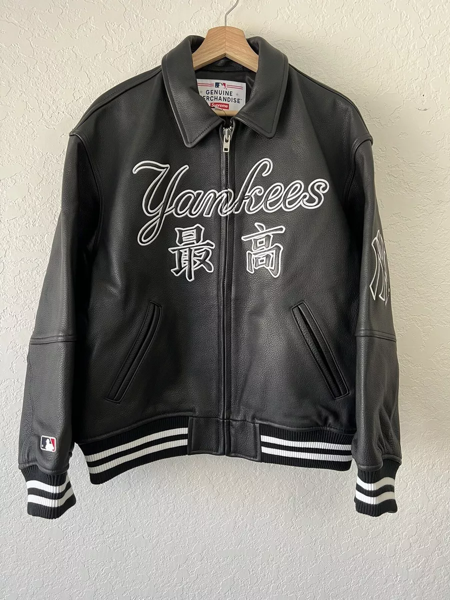 Supreme Yankees Black Leather Jacket - Maker of Jacket