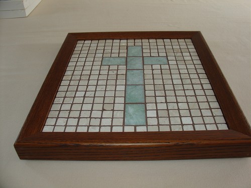 CROSS Set In Stone MOSAIC Wall Hanging Handmade ART Gift Christian - Picture 3 of 12