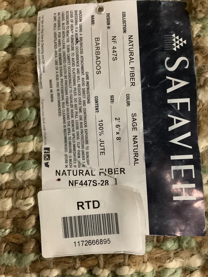 SAGE / NATURAL 2'-6" X 8' Broken Thread Rug, Reduced Price 1172666895 NF447S-28 - Image 3 of 3