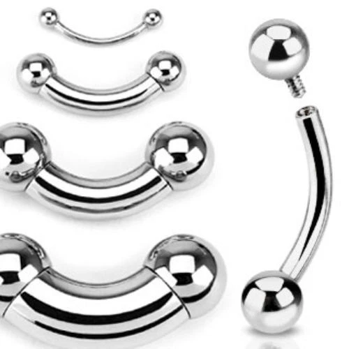 Pack of 6 Single Side Internally Threaded Eyebrow Curve Barbell Surgical Steel - Image 1 of 1