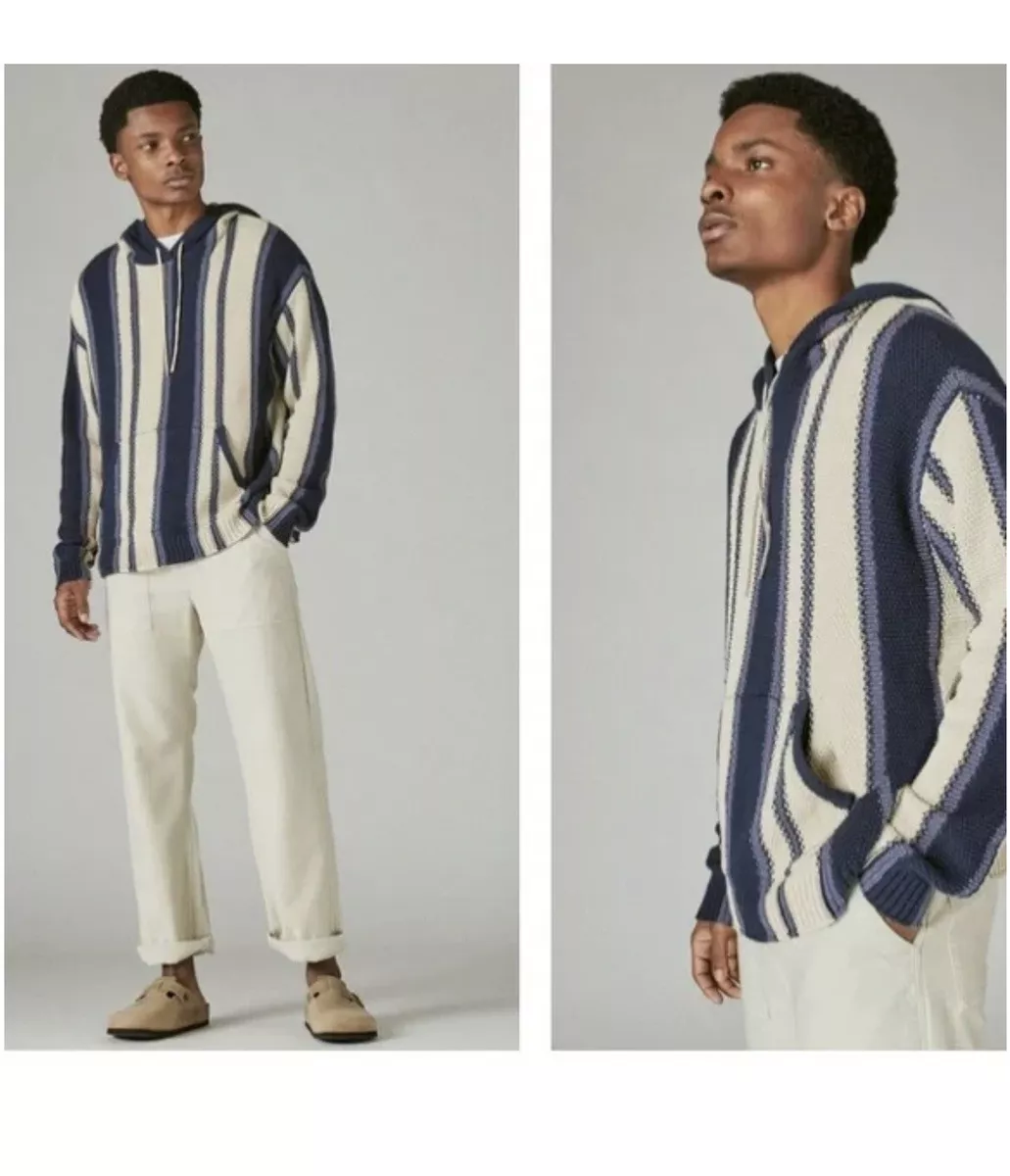 Lucky Brand Men s Baja Hoodie Vertical Stripe Large NWT