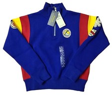  75 Polo Ralph Lauren Blue Ski Club 1/4 Zip Sweater Shirt Boys Medium 8-10 NWT