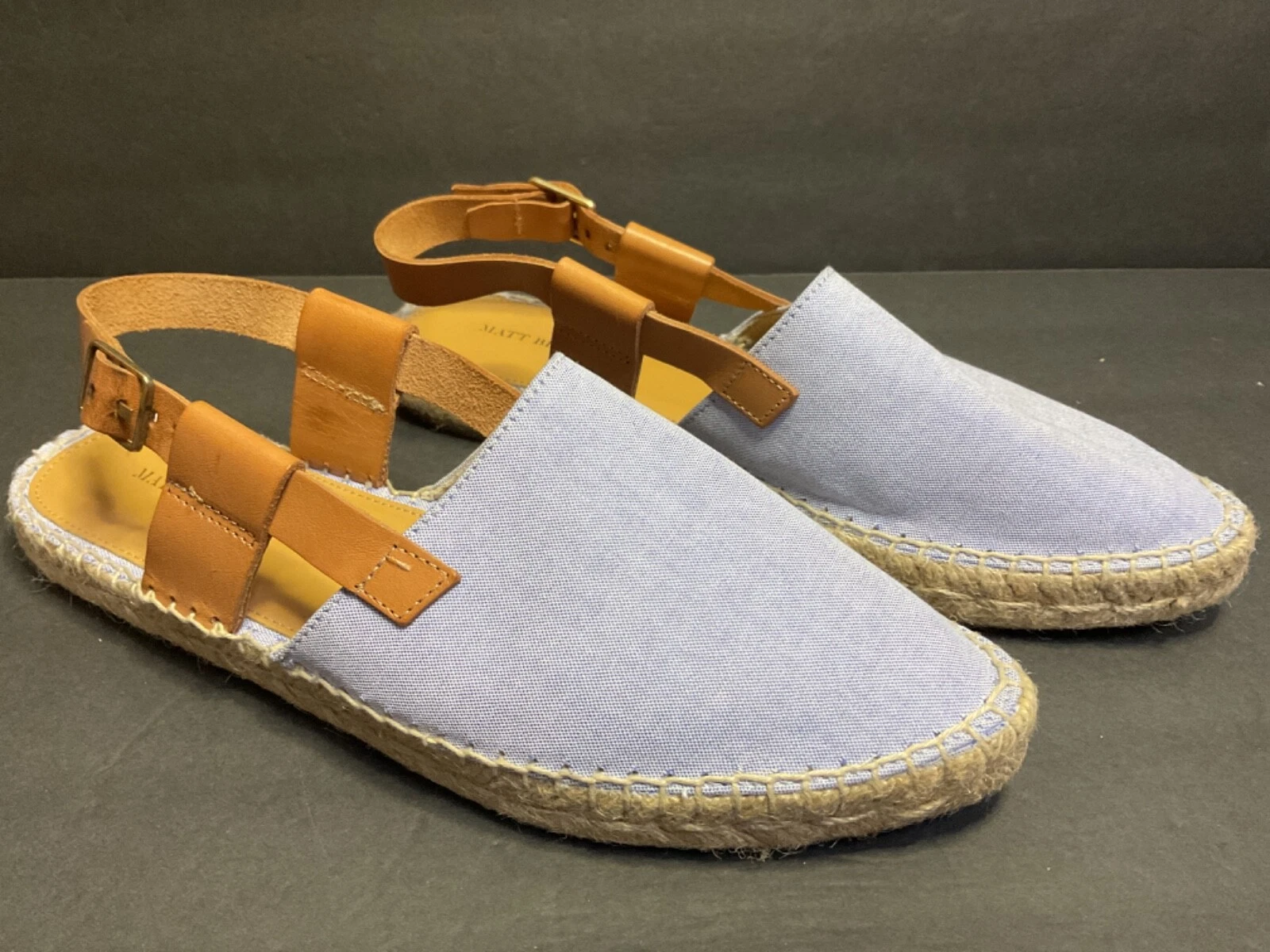 MBT MATT BERNSON SANDALI DONNA TAGLIA 9 BLU DENIM TESSUTO PELLE PUNTA FIBBIA