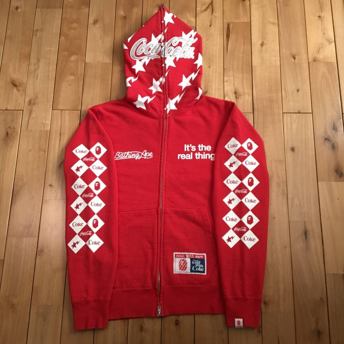 A Bathing Ape Coca-Cola スタジャン 2XL Black/Red A Bathing Ape Bape Coca Cola Varsity Jacket