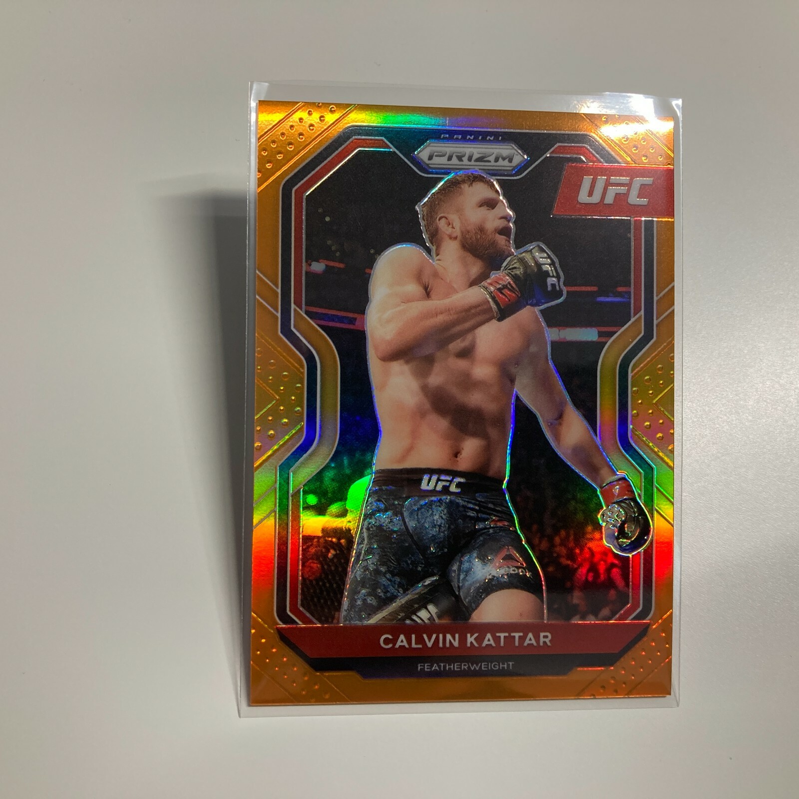 Calvin Kattar 2021 Panini Prizm UFC Orange Refractor Card 35/99 #58