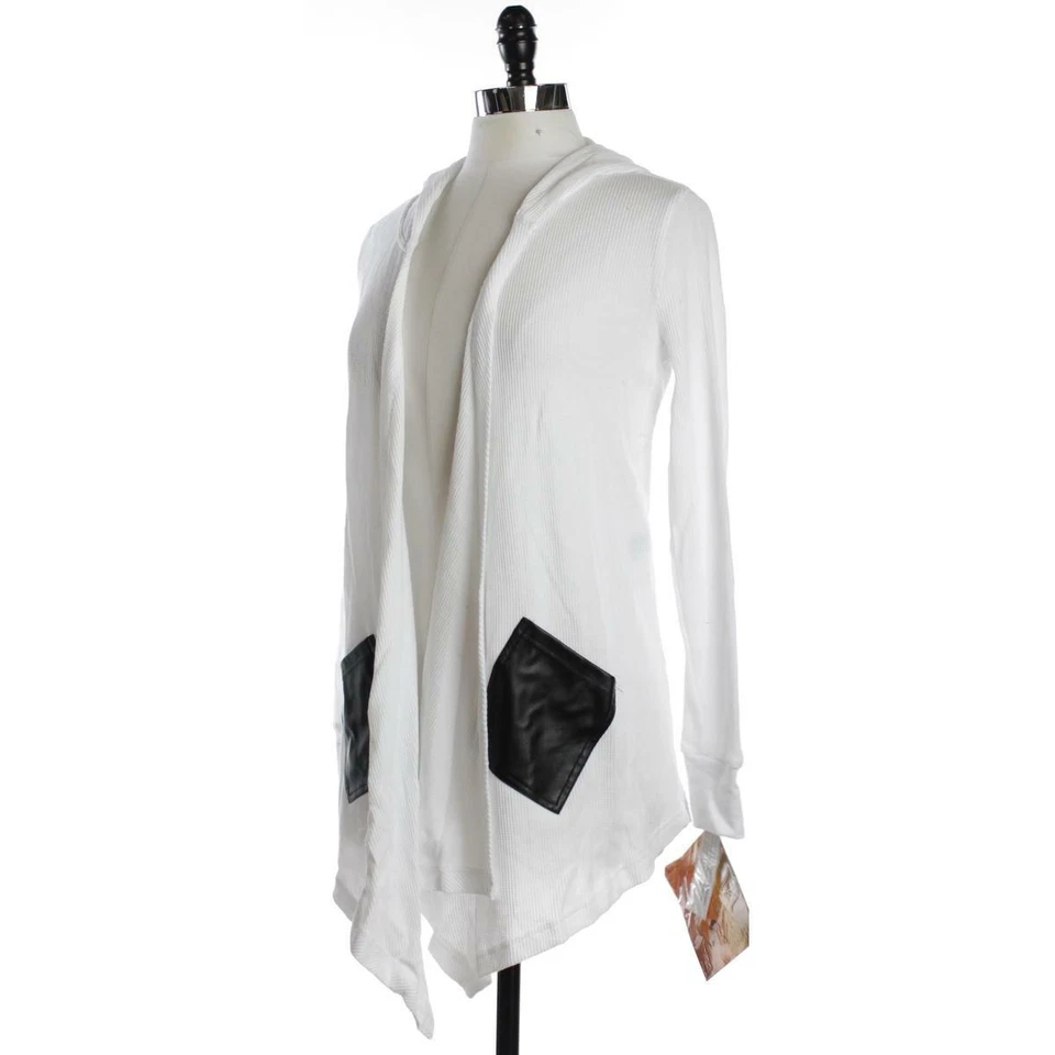 SERENA WILLIAMS Mujer S Cárdigan Top Frente Abierto Elegante Blanco Manga Larga Camisa Foto 2 de 3