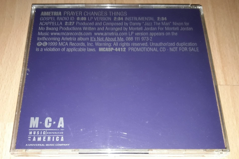AMETRIA - Prayer Changes Things - US PROMO CD Single R&B Rnb Soul MONTELL JORDAN - Bild 3 von 4