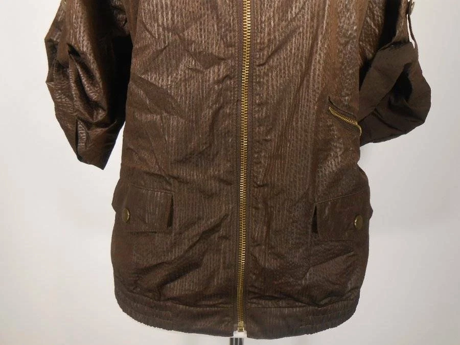 Hermosa Chaqueta Cortavientos Para Mujer Talla 2 Chico's Zenergy Marrón SS Cremallera Usada en Excelente Condición Foto 3 de 4