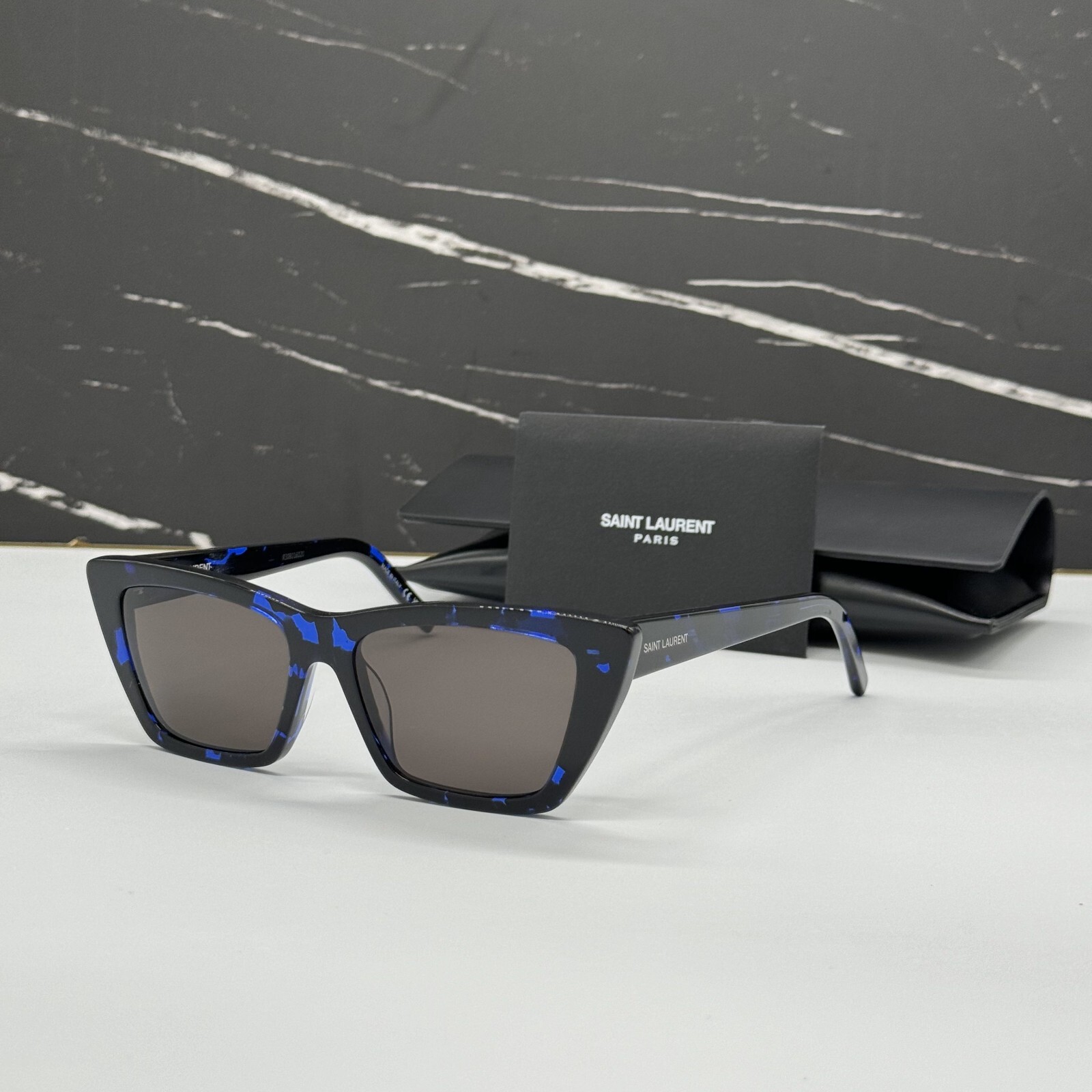 NUOVI OCCHIALI DA SOLE DONNA SL276 MICA 009 SAINT LAURENT NERO GRIGIO CAT EYE SL 276 009