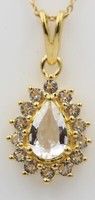 Edler 1,35 Carat WeißTopas AnhäNger 925 Silber Collier Kette WeißEr Topas Top