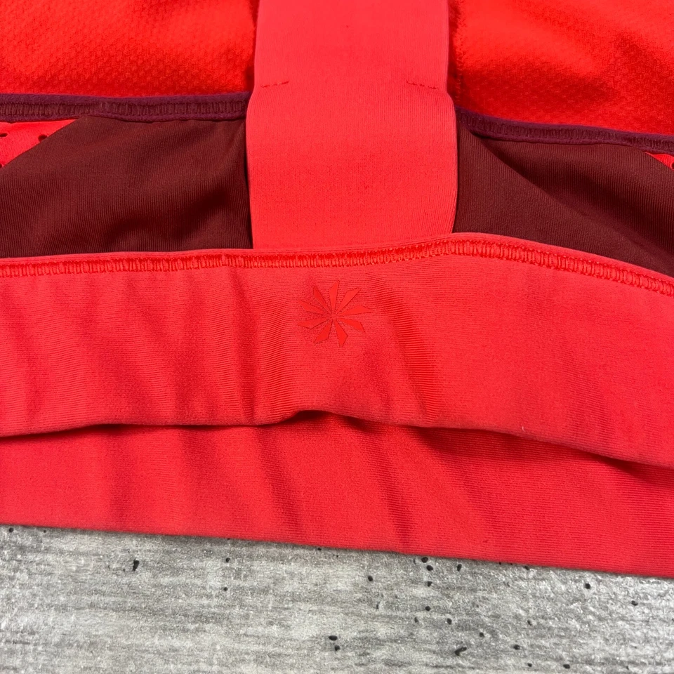 Sujetador deportivo ATHLETA para mujer pequeño tiro cuello alto bloques de color rojo borgoña espalda en T Foto 3 de 4