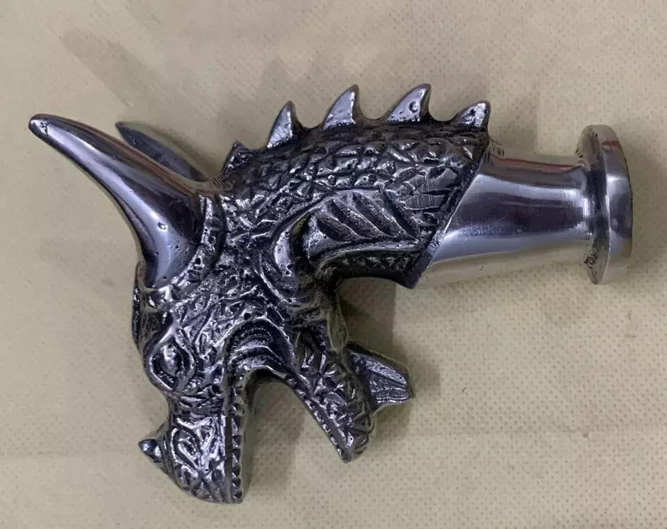 Mango de cabeza de dragón de diseño de aluminio para bastón de madera Halloween Foto 4 de 4