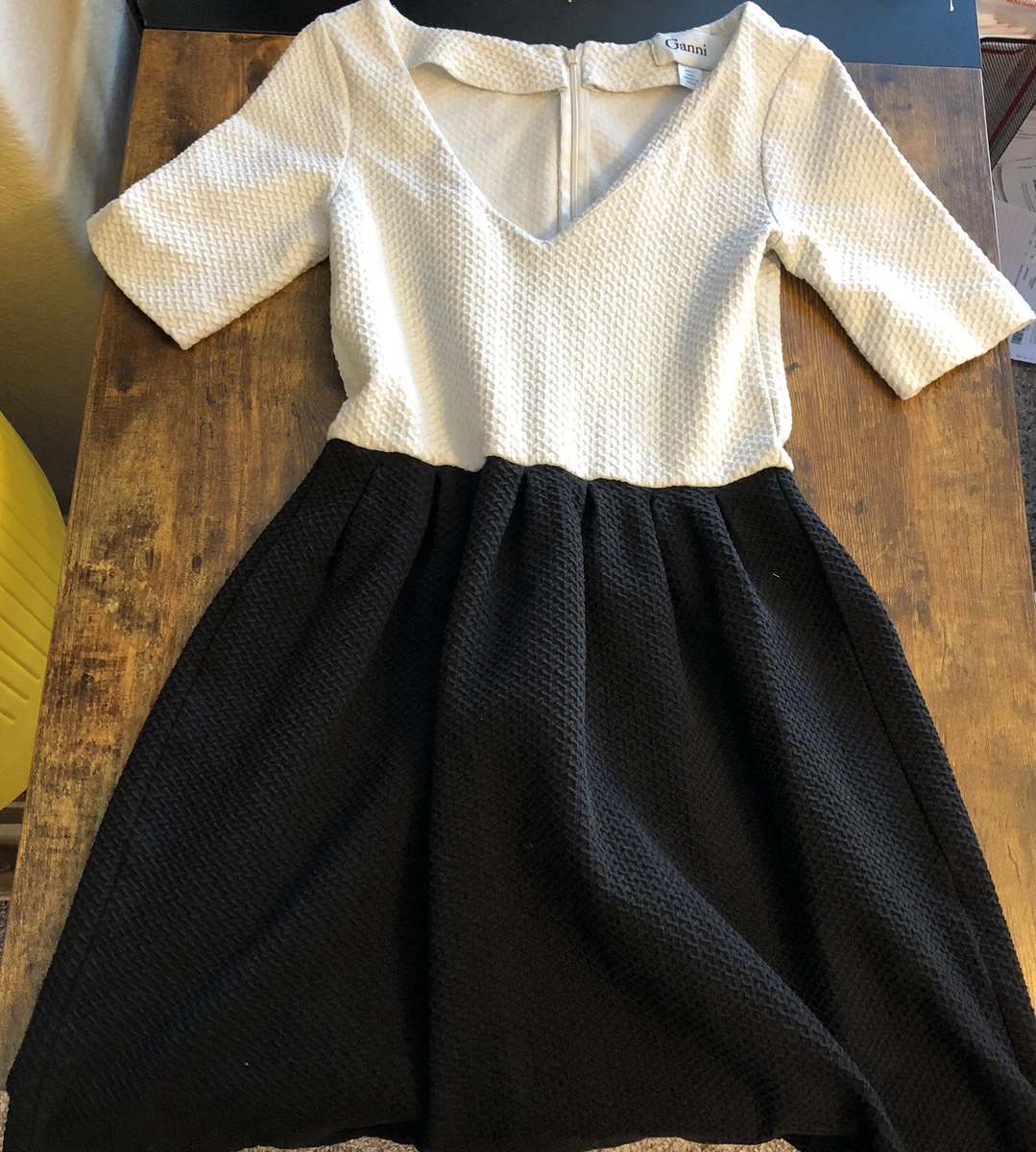 Ganni black best sale and white dress