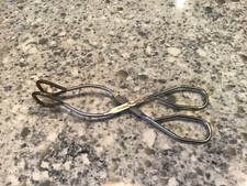 EKCO Kitchen Angled Tongs Metal 8" Made in USA Vintage Utensil