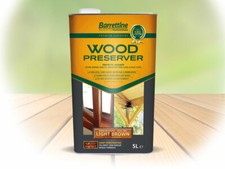 BARRETTINE WOOD PRESERVER LIGHT BROWN 5 LITRE LONG LASTING PROTECTION 
