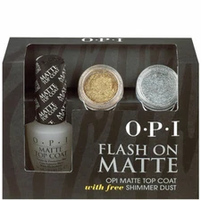 OPI Flash on Matte  Opi Top Matte Coat with free shimmer dust