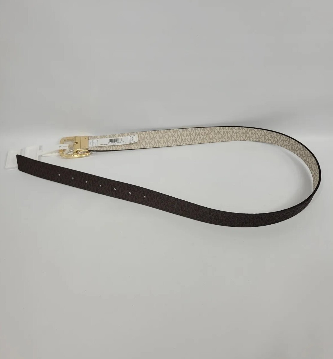 Michael Kors Belt Twist Reversible MK Brown White Logo Gold  display picture 2