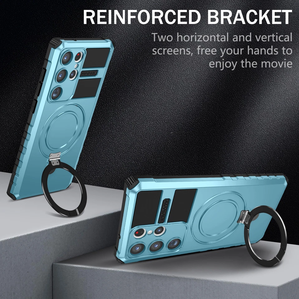 For Samsung Galaxy S24 S23 Ultra S22 Note 20 Magnetic Mag Safe Case Ring Stand - Image 3 of 4