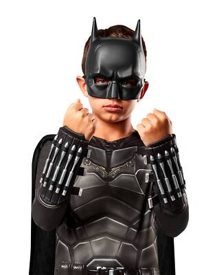 Rubies BATMAN Handschuhe Kinder Latex Schwarz Fancy Dress Accessoire Superheld