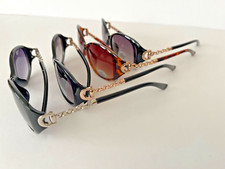 Womens 4PK High Fashion Oval Metal Chain Hinge Sunglasses UV400 24.99