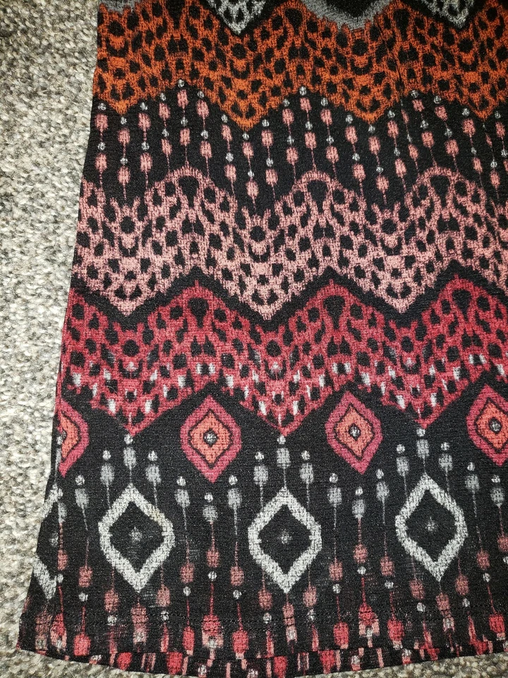 Blusa Axcess feminina M preta multicolorida boho cigana em camadas transparente - Imagem 4 de 4