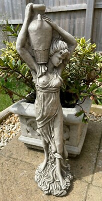 Dame mit Weinkrug Stein Garten Statue | Outdoor Klassische Skulptur Ornament 