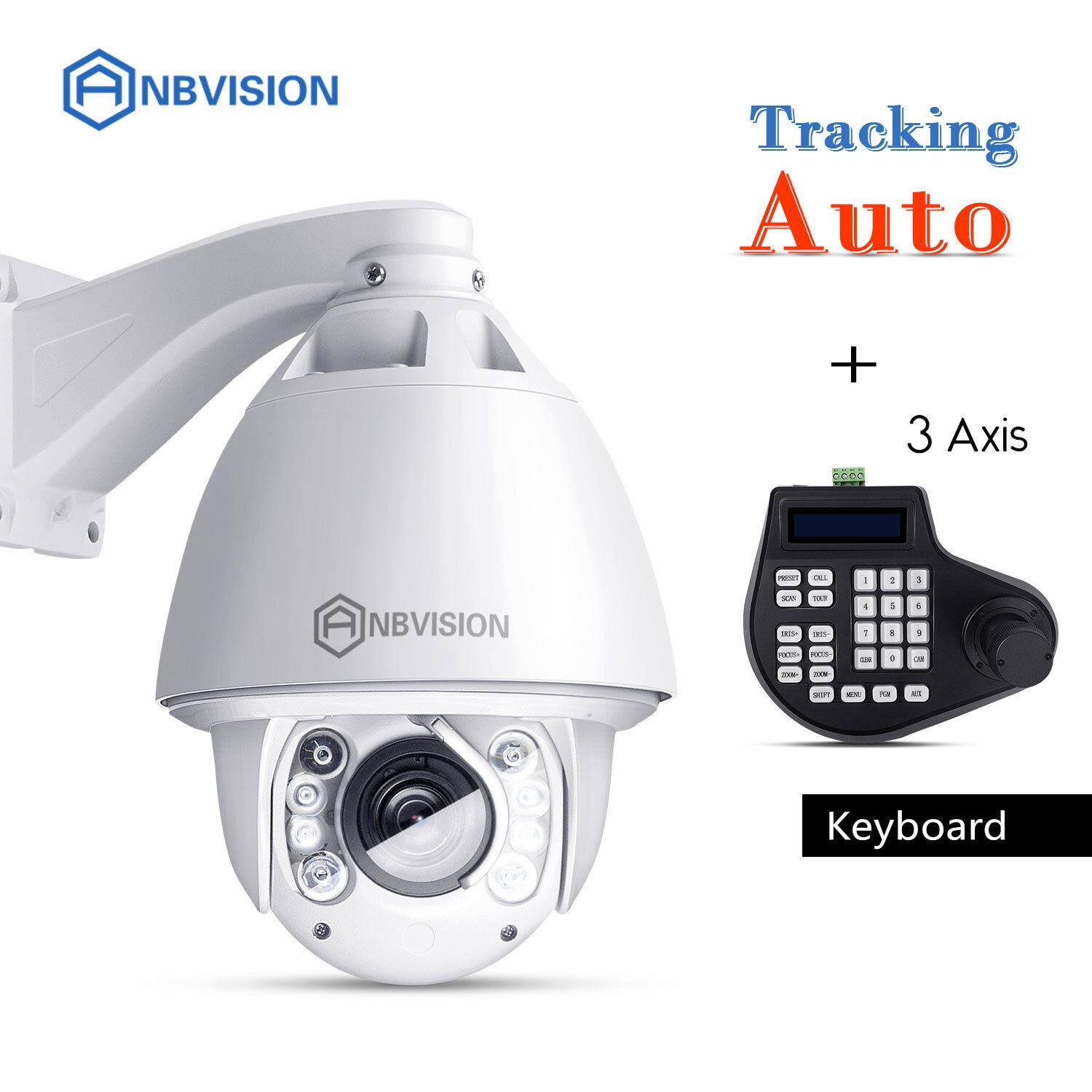 Anbvision 960H 1200TVL CCTV 30x Zoom Auto Tracking PTZ Dome Camera + 3D Joystick