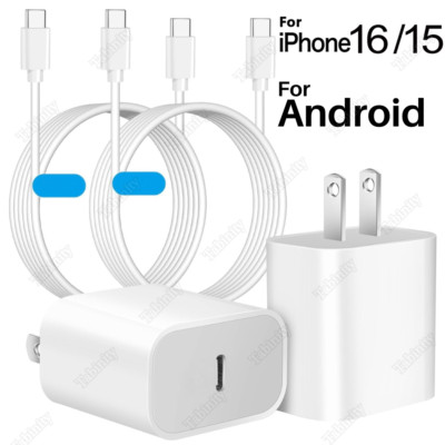 For iPhone 15 16 iPad Pro Android 20W USB-C Fast Wall Charger Type-C Data Cable