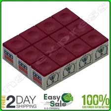 12 PACK Billiard Table Pool Cue Tip Stick Chalk Cubes PROFESSIONAL Quality Grade
