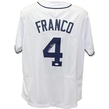 Wander Franco Autographed/Signed Pro Style White Jersey JSA 43533