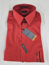 Arrow Poplin Fit Wrinkle Free Dress Shirt Men's Size 15 /34/35 Red Long Sleeve