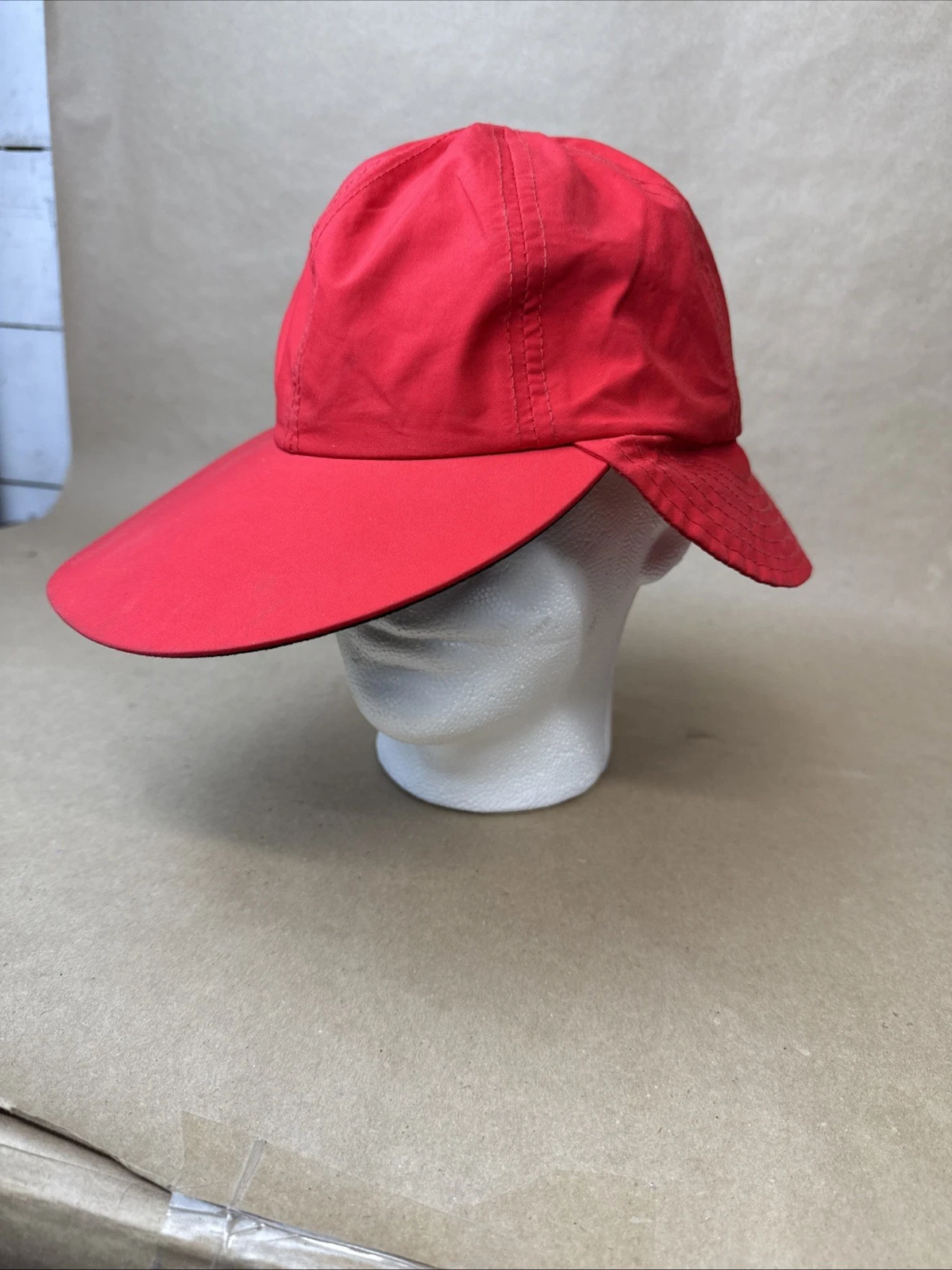 Vintage Columbia Hat Cap Men XL Red Wide Brim Sun Flap Gardening Fish Made USA