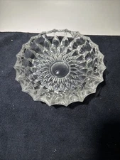 Vintage Large Heavy Lead Crystal Cut Glass Cigar Cigarette Ashtray 7” Ash Tray