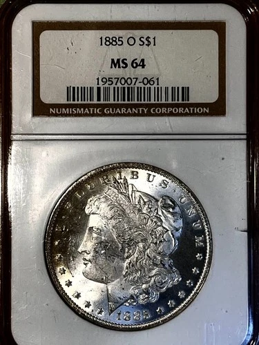 1885 O MORGAN Silver Dollar NGC MS 64 Brown Label New Orleans Mint start .99