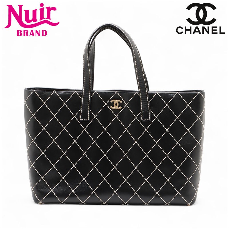 CHANEL 7th Series Black Wild Stitch Leather Shoulder Bag 2001 2002