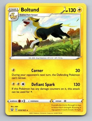 Boltund 053/163 Rare Battle Styles Pokemon Near Mint