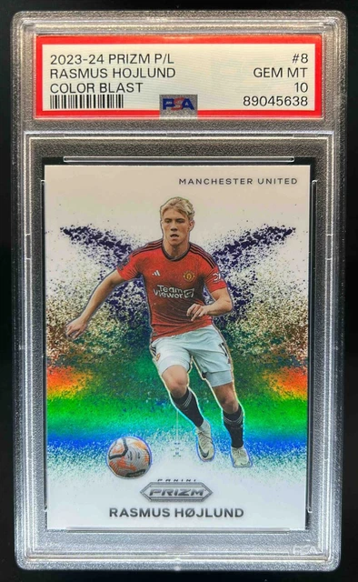 2023 Prizm Premier League Rasmus Hojlund Color Blast SSP #8 Man U PSA 10