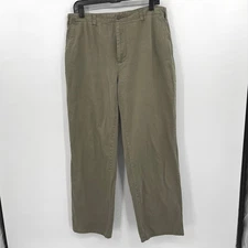 G.H. Bass Co Womens Khaki Cotton Straight Leg Pants Size 14, Business Casual