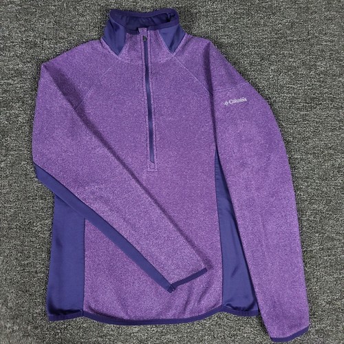 Columbia Jacke Damen XS Lila Fleece 1/2 Zip Outdoor Wandern Freizeit Pullover