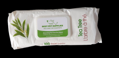 Best Pet Supplies Cleansing Tea Tree Pet Wipes Scented Thick & Strong 100 Count