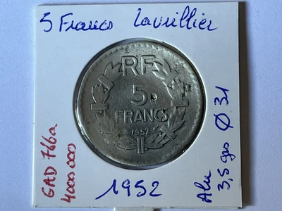 5 FRANCS LAVRILLIER 1952 - Photo 1/2