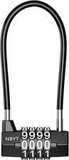 Combination Lock, Long Shackle Cabinet Padlock with 4 Digit Code, Steel Cable Ro