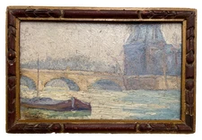 Signed Charles MENNERET Paris Pont Royal Bridge Post-Impressionist Oil Painting