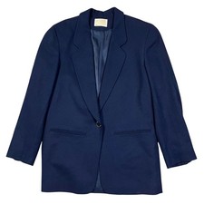 Vintage Pendleton Wool Blazer Navy Blue Single Button Women's Size Petite M