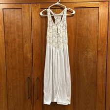 Vintage 80s Victoria s Secret Gold Crown Label Union made White Lingerie Gown M