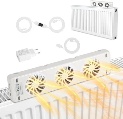MARKENLOS Heizkörper Ventilator Smart Heizgebläse für Heizungen 5 / 3 fans Mit Thermostat