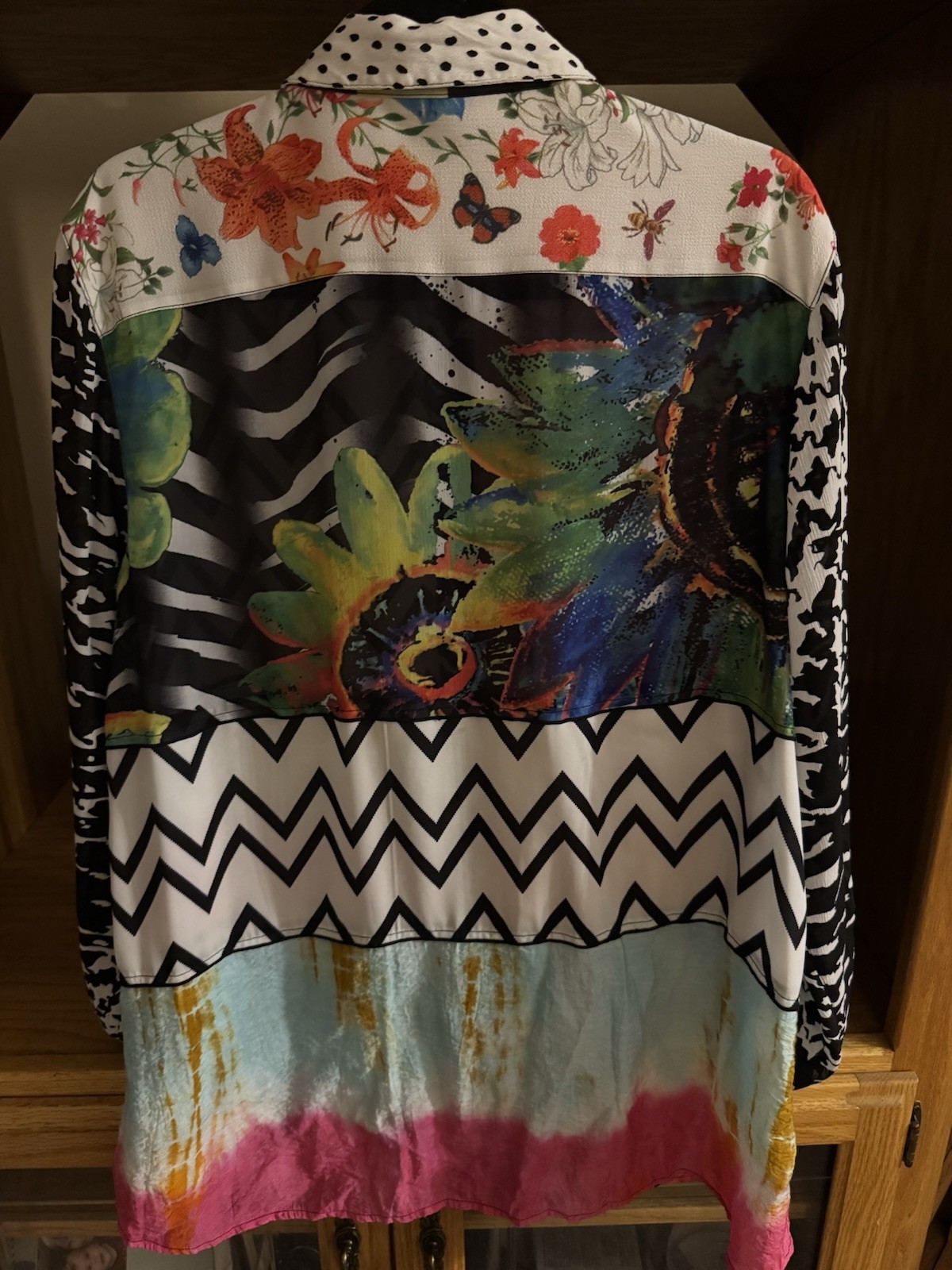 John Mark Vibrant Patchwork Print Point Collar Ro… - image 2